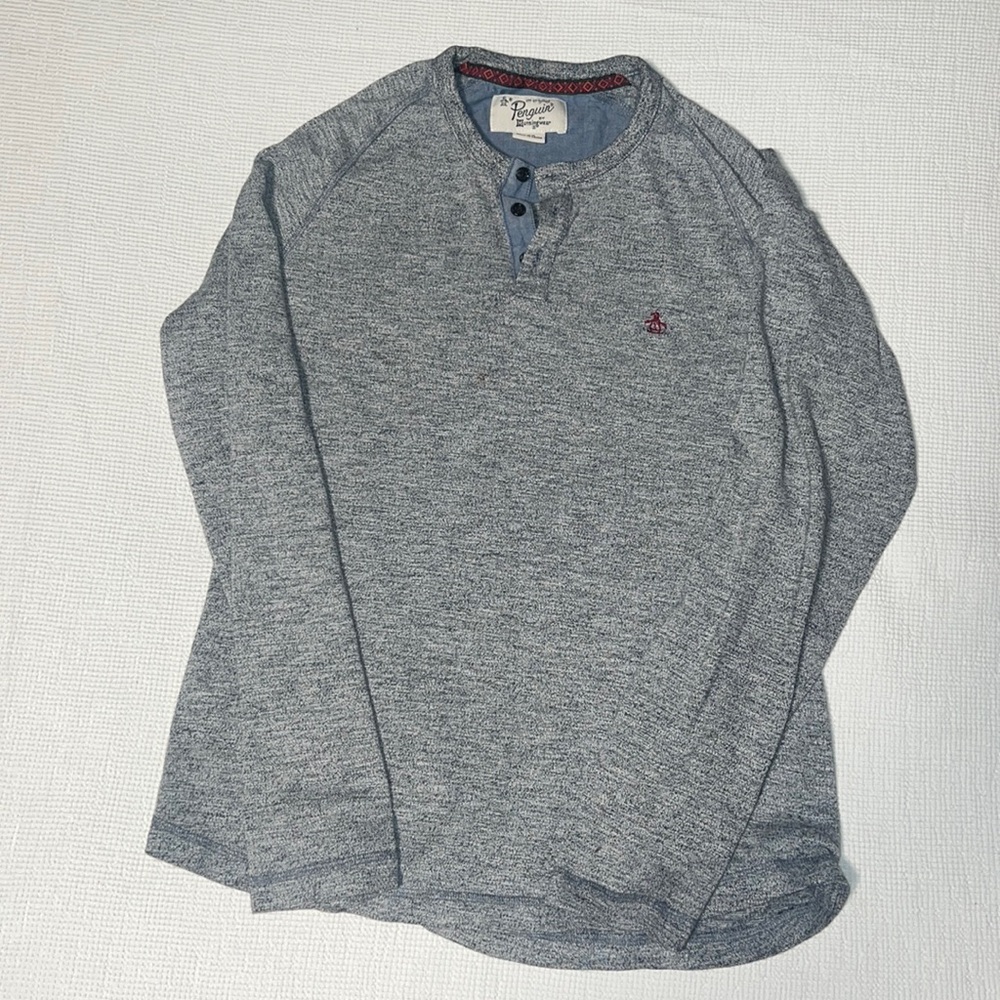 Penguin - grey long sleeve Henley - L